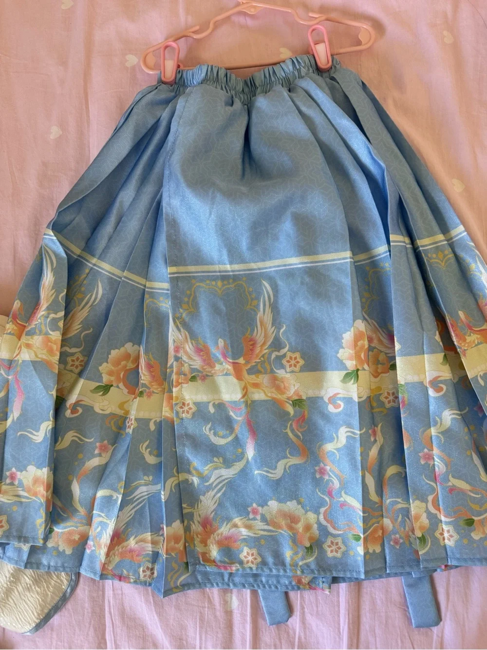 Embroidered Two-Piece Asian-Inspired Jacket & Skirt Set in Ivory and Light Blue